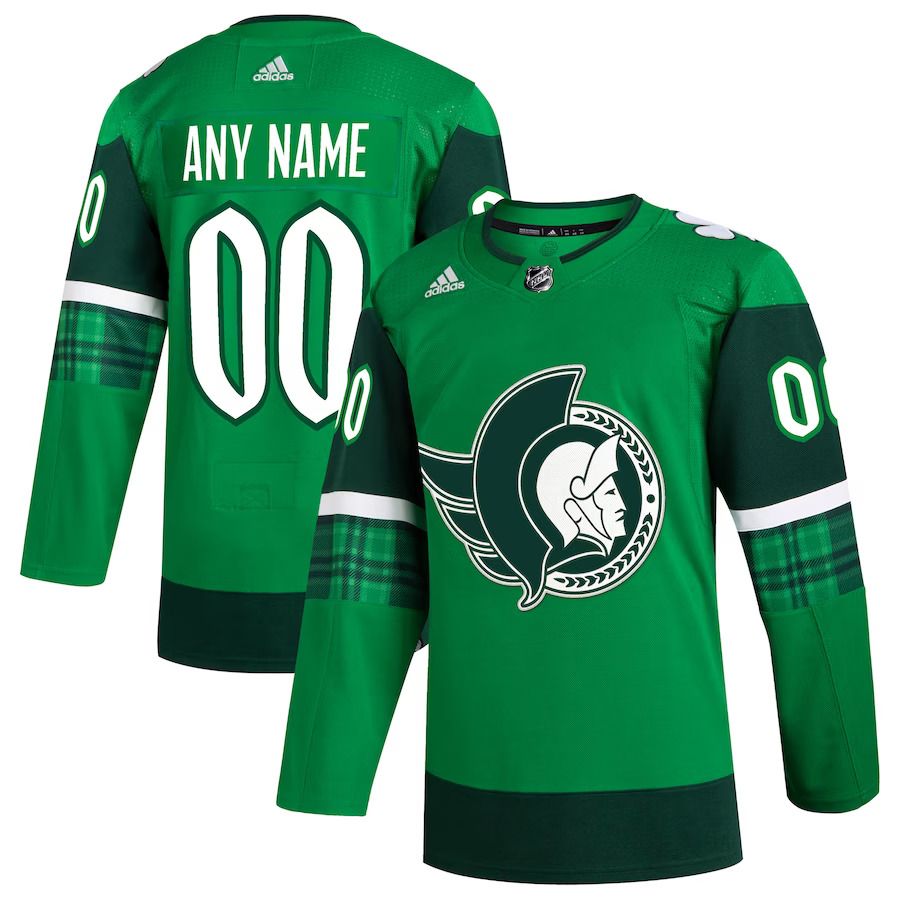 Men Ottawa Senators adidas Kelly Green St Patricks Day Authentic Custom NHL Jersey->youth nhl jersey->Youth Jersey
